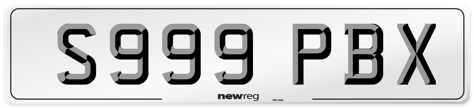 S999 PBX Number Plate from New Reg